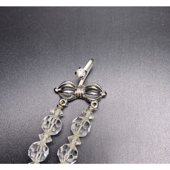 Marvella Clear Glass Bead Necklace Double Strand Faceted Beaded Collar Vintage - Picture 8 of 11